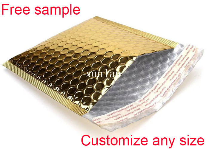 China Custom Printed Gold Self Seal Bubble Mailers , Padded Envelope Bubble Mailers Plastic wholesale