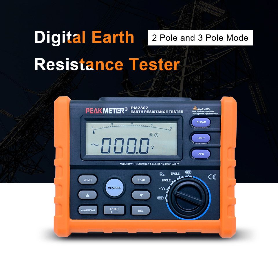 China Digital Earth Ground Resistance Tester With 2 Pole And 3 Pole Mode High Precision wholesale