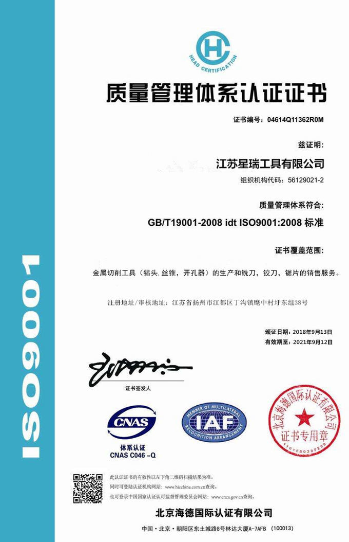 Jiangsu Xingrui Tools CO.,LTD Certifications