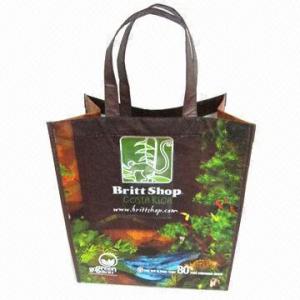 China Promotional Recycled RPET Woven Shopping Bag with Glossy or Matte Lamination  wholesale