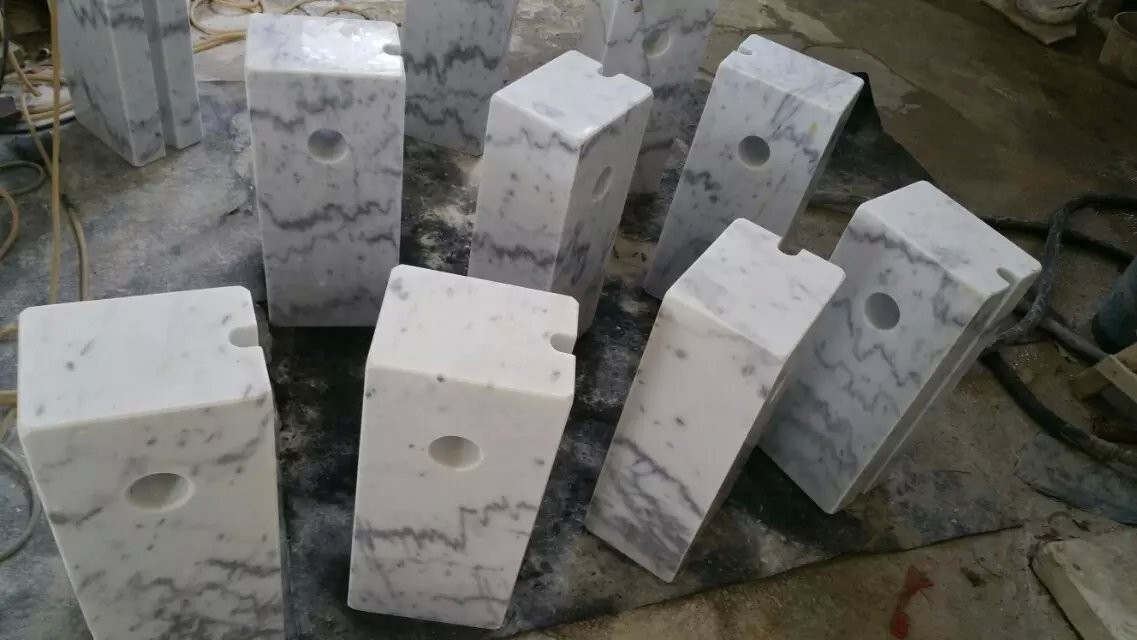 China Guangxi White Marble Car Packing Stone China Carrara White Marble Packing Barriers wholesale