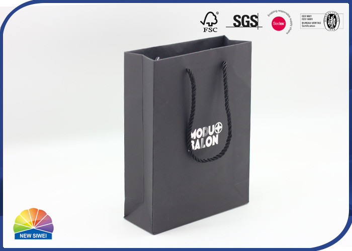 China Matte Paper Shopping Bags Eco Friendly Custom Silver Hot Foil Stamping wholesale