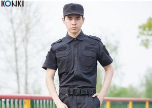 China Cool Security Guard Uniform , Black Short Sleeve Security Uniform Shirts wholesale