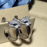 China Emeralds  Diamond Earrings , 18K White Gold Diamond Earrings With Panther Shape wholesale