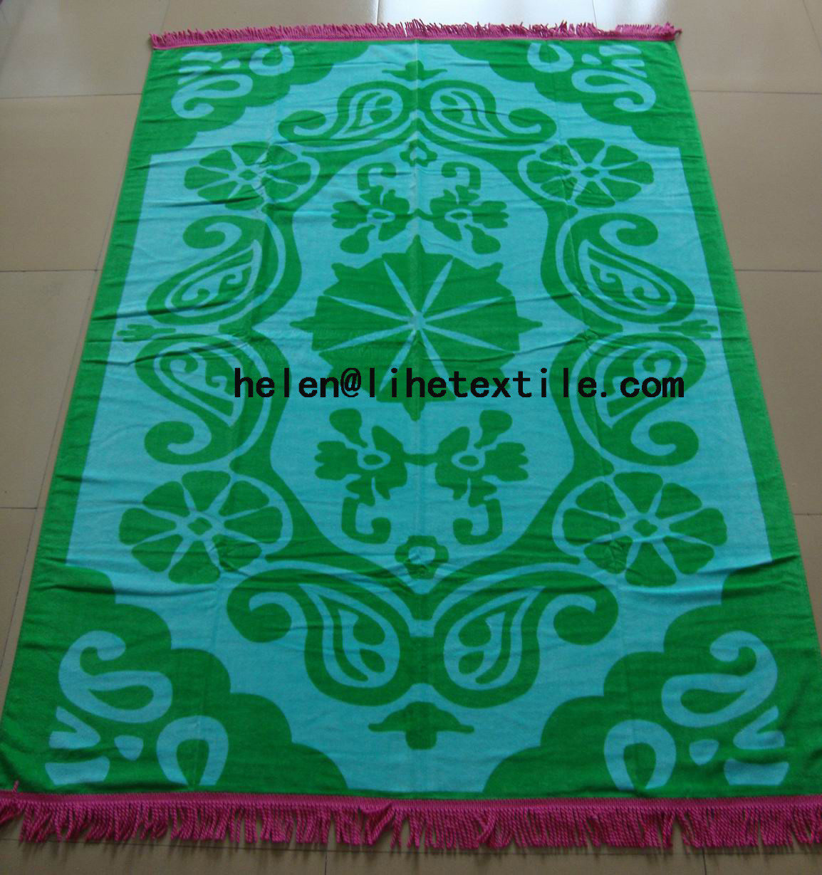China reactive printed beach towel with fringes , OEM design,100% cotton material wholesale