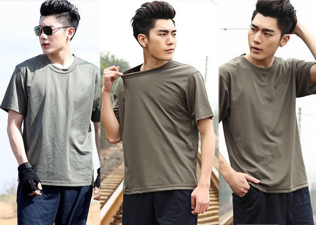 China Cool Short Sleeve Army Green T Shirt Cotton Uniforms For Men wholesale