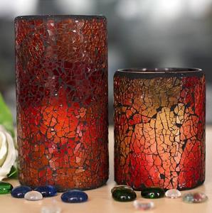 China Sparkling Crystal Handcraft Home Decorative Mosaic Glass Candle holder Jars /dual timer wholesale