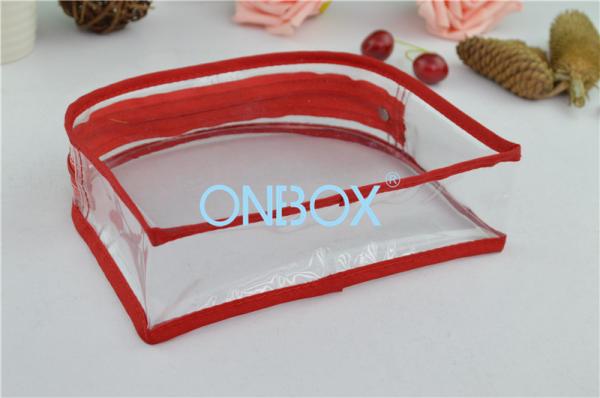 Customized Size Clear PVC Handbag W / Zipper For Beach Products / Makeup