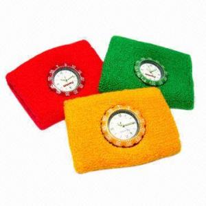 China Watch Sweatbands with Quartz or Digital Watch on Cotton Wristband  wholesale