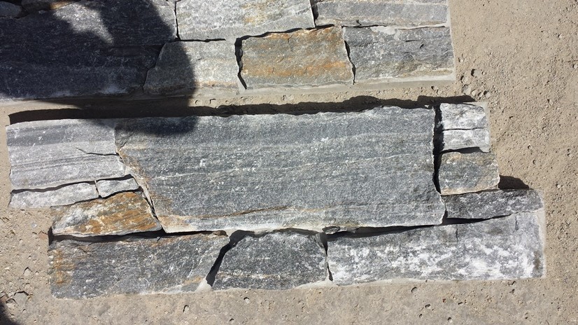 China Blue Quartzite Natural Stacked Stone Wall Cladding Back With Cement wholesale