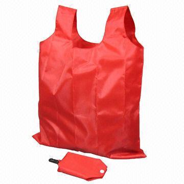 China Foldable Polyester/Nylon Shopping Bag with Self Material Pouch Packaging and Plastic Carry Hook wholesale