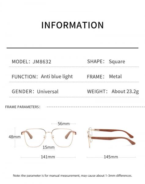 Men'S And Women'S Optical Metal Wooden Glasses Anti Blue Light Prescription