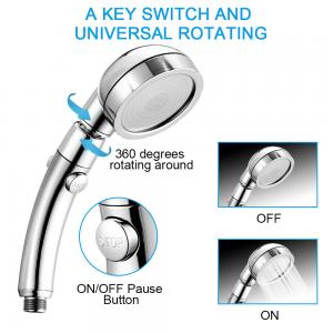 China Cxfhgy 360 degree rotatable 3 Modes shower head with Water Control Button High-pressure water-saving Rain shower waterin wholesale