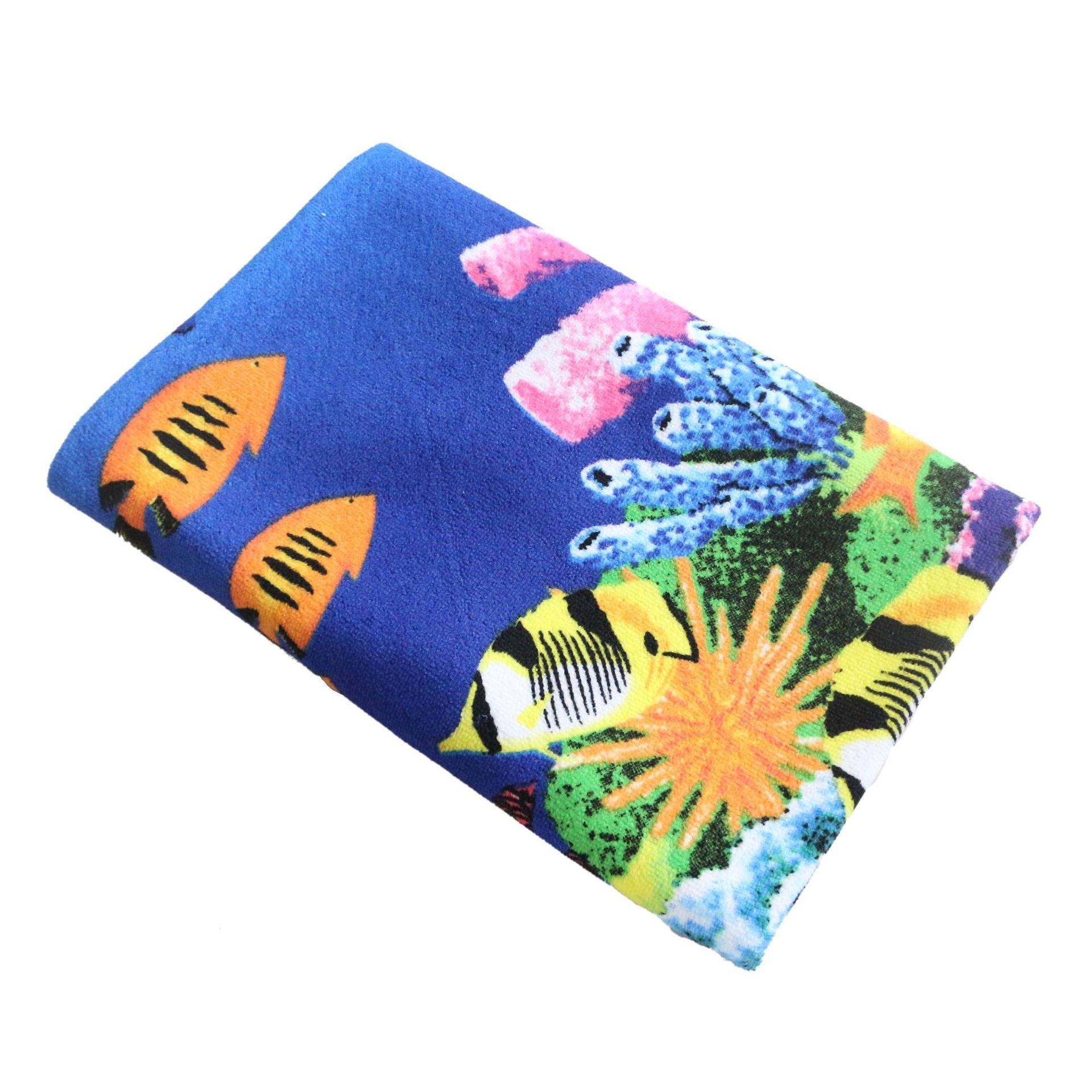 China wholesale 70*140 cm 230 g custom Printed Beach towel microfiber fabrics cheap beach towel wholesale