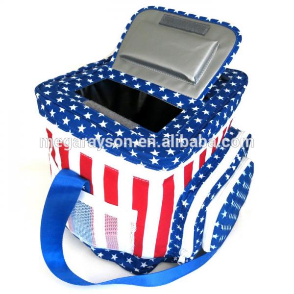 Flag printing 600D polyester insulated lunch cooler bag
