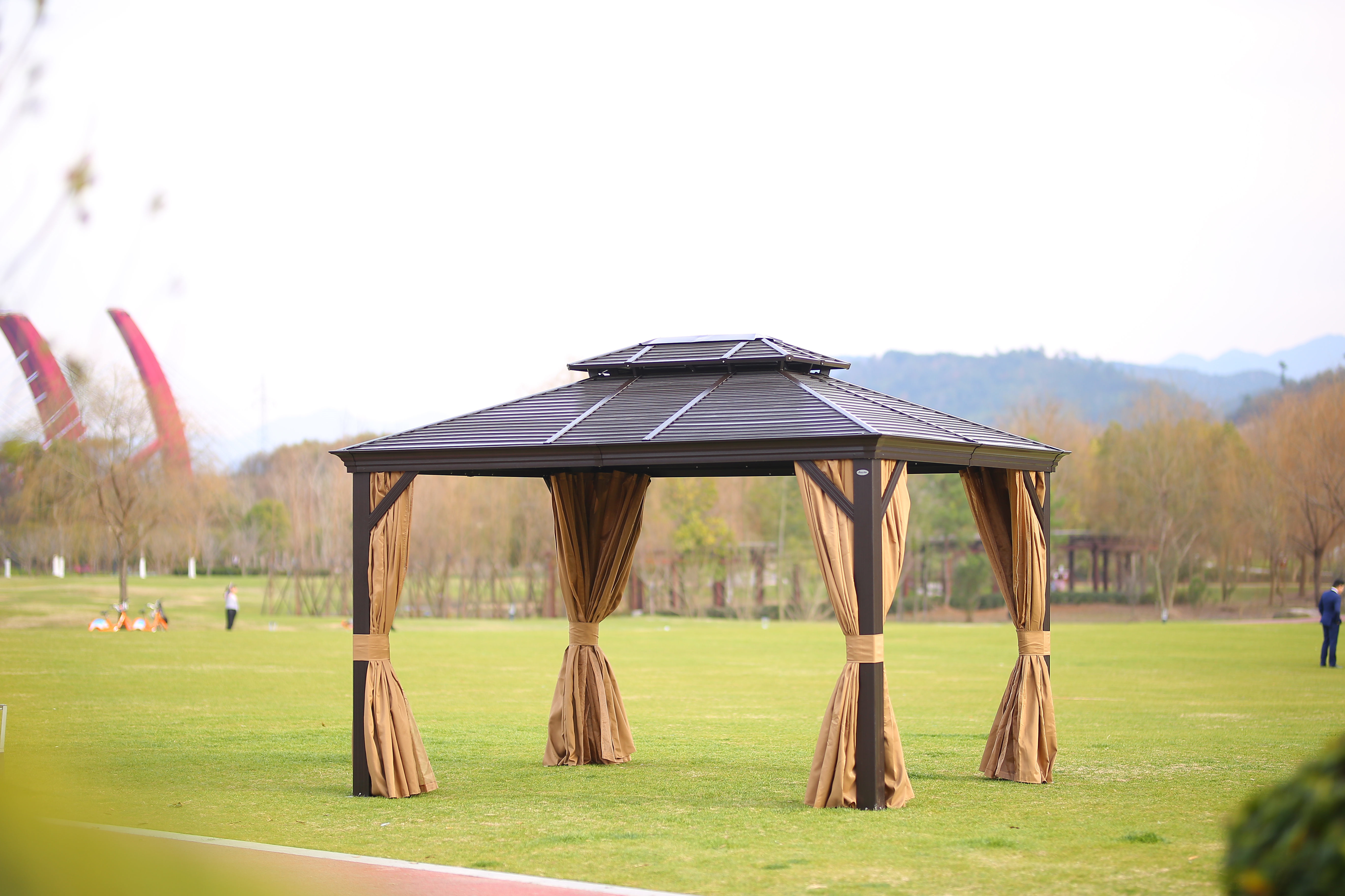China Rust Proof Polycarbonate Double Roof Gazebo With Steel Frame wholesale