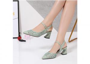 China Cusp Shape Sheepskin Strappy Mid Heel Sandals wholesale
