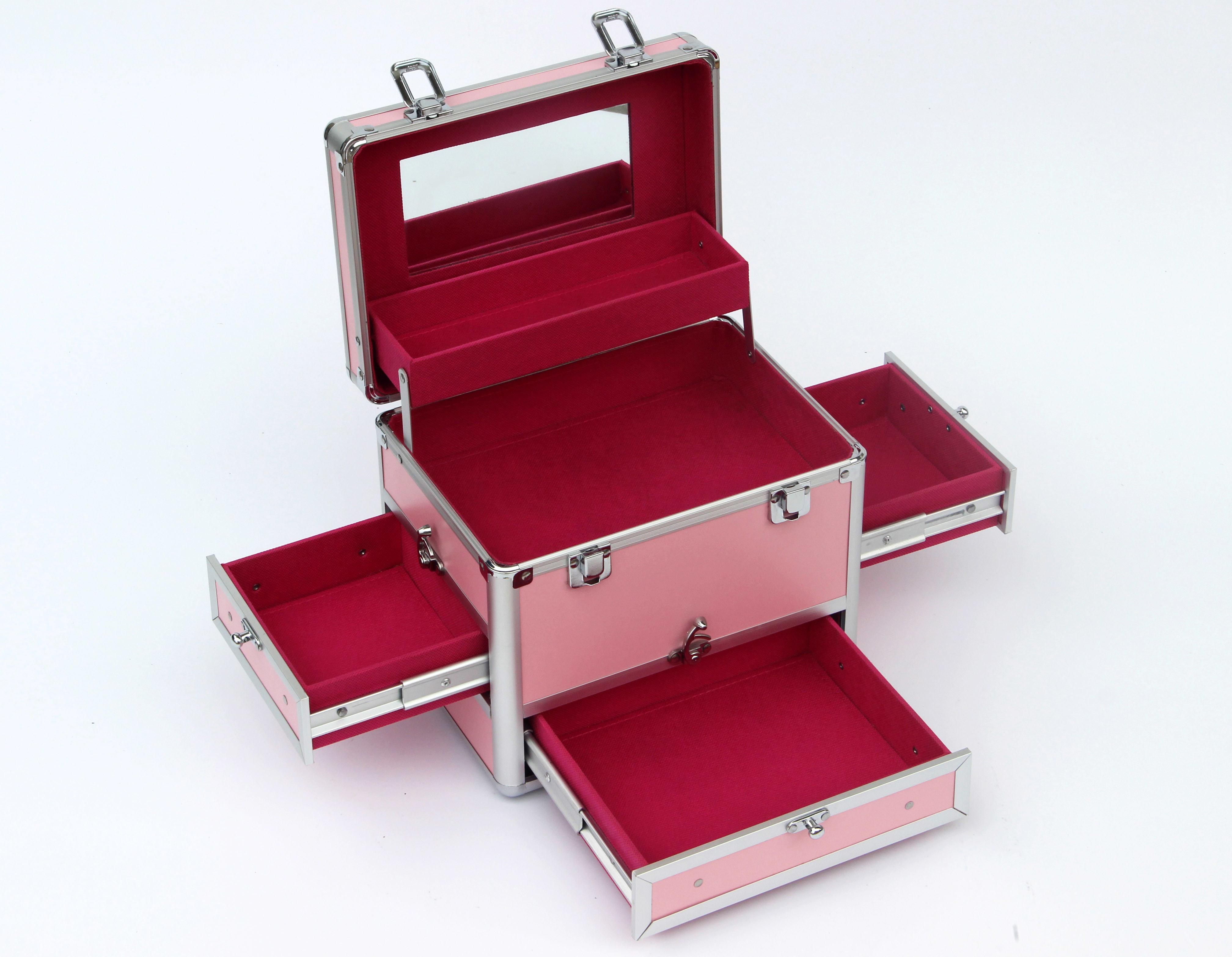 China Lockable Aluminium Cosmetic Case Pink Fireproof Panel 240 * 220 * 260mm wholesale