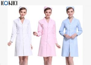 China Short Sleeve White / Pink Nurse Uniform Dress With Long Style Coat wholesale