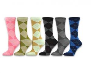 China Women's Ladies Value 6-Pack Crew Socks, Argyle, Nordic, Stripe, Flower wholesale