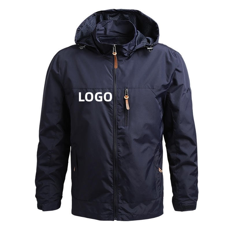 China Windproof Outer Wear Apparel Lightweight Polyester Zipper Men Jacket With Hood wholesale