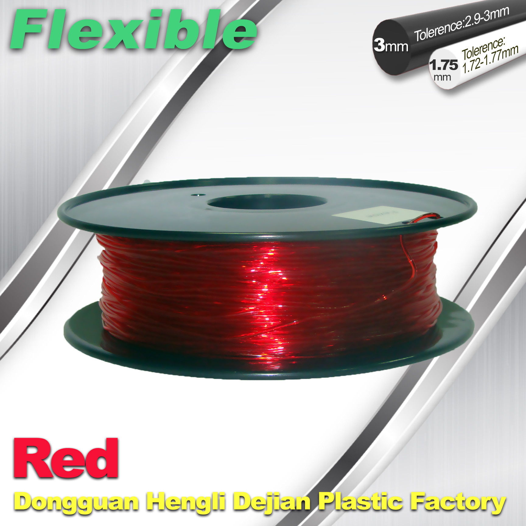 China TPU Flexible 3d Printing Filament 1.75 / 3.0 mm  Red and Transparent wholesale