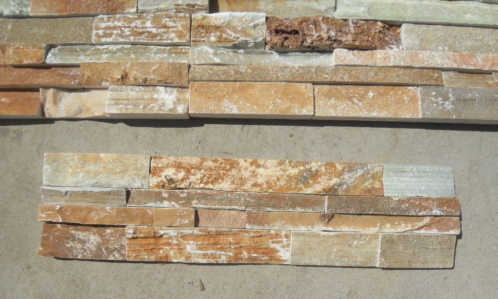 China Good Color Beige Quartzite Stone Veneer Rough Surface Natural Stacked Stone Real Culture Stone wholesale