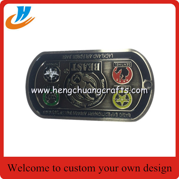 China Hot sell dog tag zinc alloy military challenge coin for souvenir wholesale