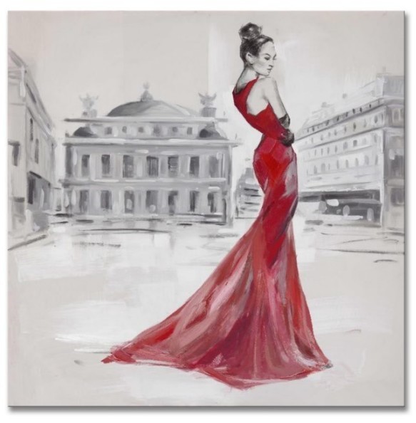 Quality 100% high quality hand-painted oil painting on canvas red dressing lady size in 60X60CM for sale