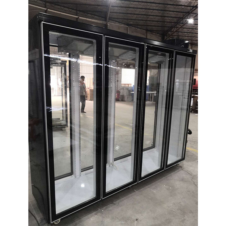 China 2500L Reach In Cooler 4 Glass Door Refrigerator For Convenience Store wholesale