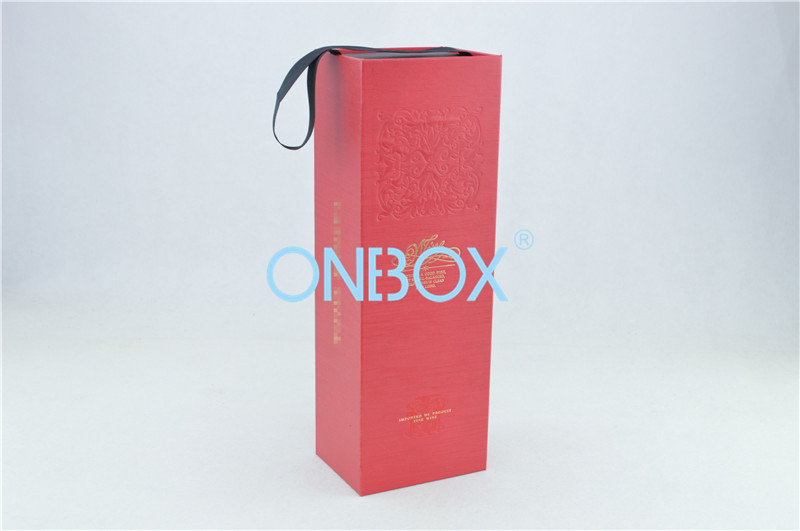 China Personalized Wine Packaging Boxes Foldable With Carrying Strip / Luxury Wine Gift Box wholesale