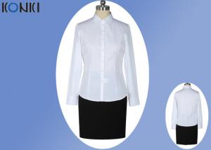 China Office Uniform Shirts For Women , Perfect Long Sleeve White Shirt With Collar wholesale