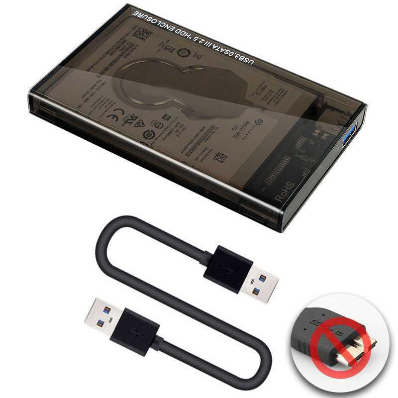China USB3.0 Port Hard Drive Enclosure 2.5 inch HDD SSD Portable Case Transparent External Box wholesale