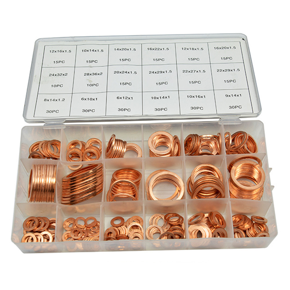 Buy cheap 350pcs 18 Sizes Metric Copper Flat Ring Washer Gaskets Assortment Set Kit from wholesalers