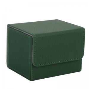 China 100+ PU Leather Side Loading Deck Box Embossment For Trading Cards Storage wholesale