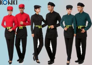 China Cool Restaurant Staff Uniforms With Solid Color Long Sleeve Shirt And Pants wholesale
