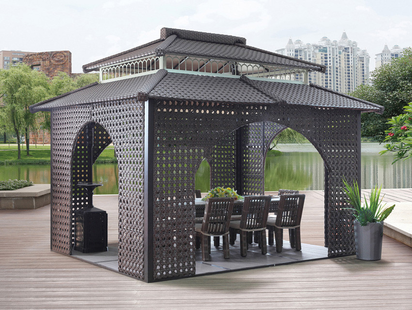 China China garden house outdoor pavilion with sofa garden rattan tents 1114 wholesale