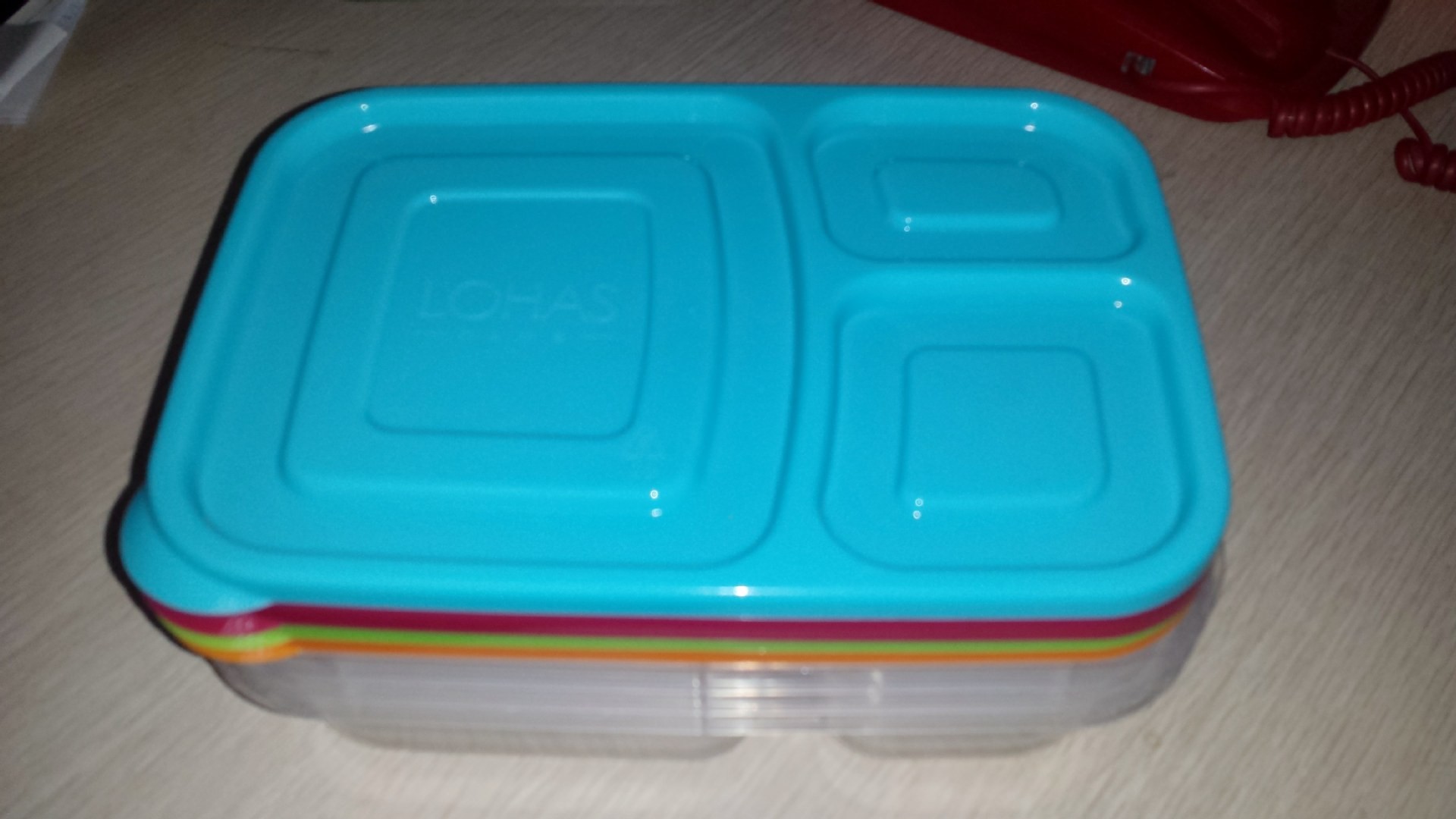 China Lunchboxes 3-Compartment Plastic Bento Lunch Box Containers, Set of 4, Brights wholesale