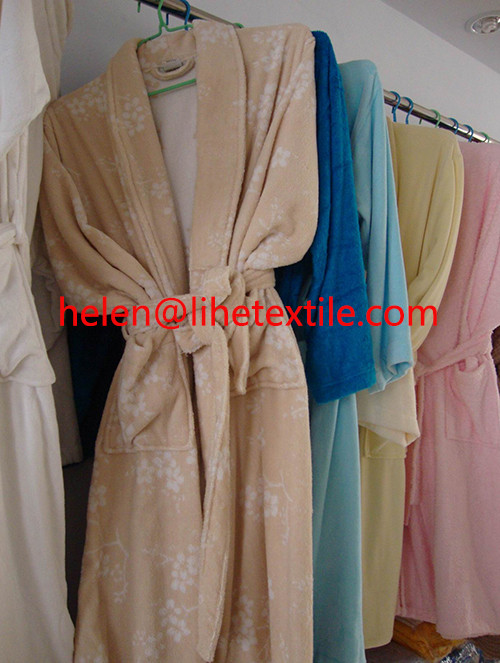 China bathrobe , bath shirt , yellow , blue , white color , 100% cotton wholesale
