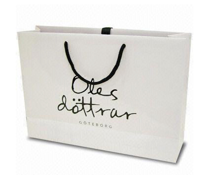 Gloosy Lamintion Logo printed Luxury Paper Shoopping Bags for clothing shops, department stores