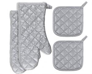 China Waterproof Protective Silver Oven Mitts Heat Insulation Customized Patterns  wholesale