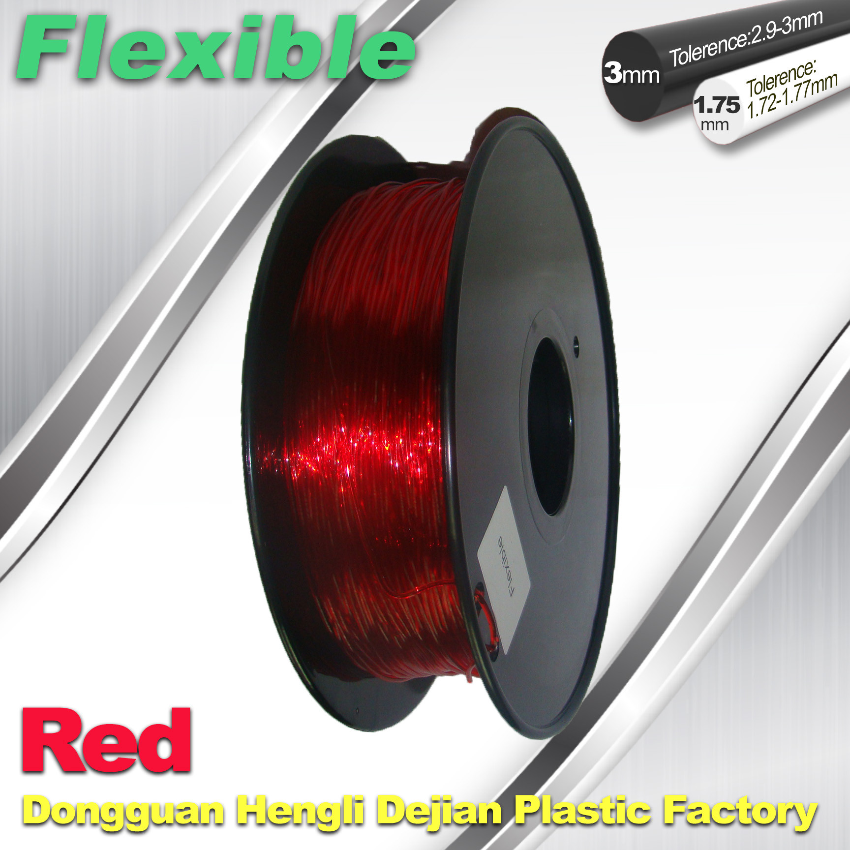 China Professional Eco Friendly Flexible( TPU )  Red 3D Printer Filament 1.75mm wholesale