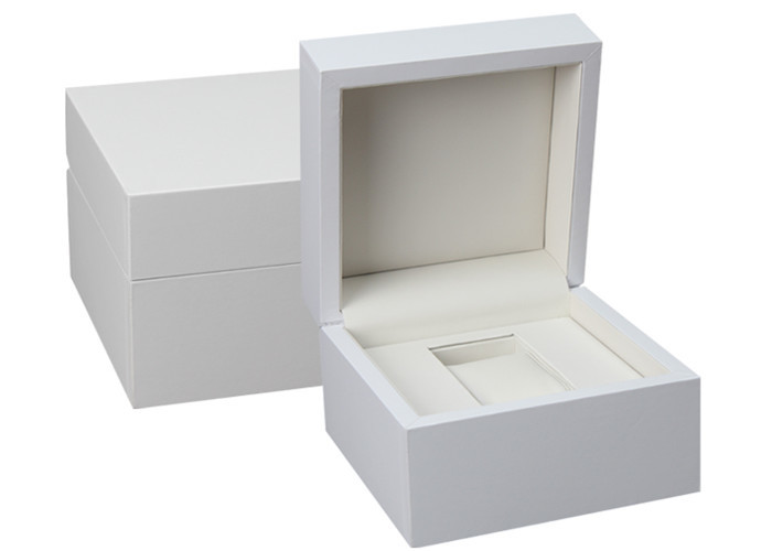 China Custom White Wooden Watch Box PU Inside Material For Twist Watch Storage wholesale
