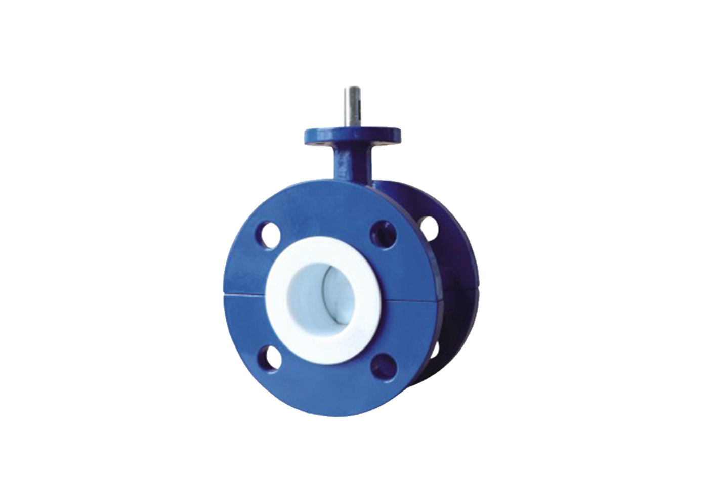 China Blue Flanged PTFE Lined Butterfly Valve , Worm Gear Operated Butterfly Valve wholesale