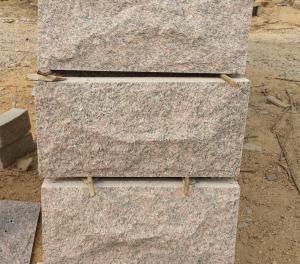 China Rose Granite Mushroom Stones Pillar/Column Wall Stone Exterior Stone Cladding Landscaping Stone wholesale