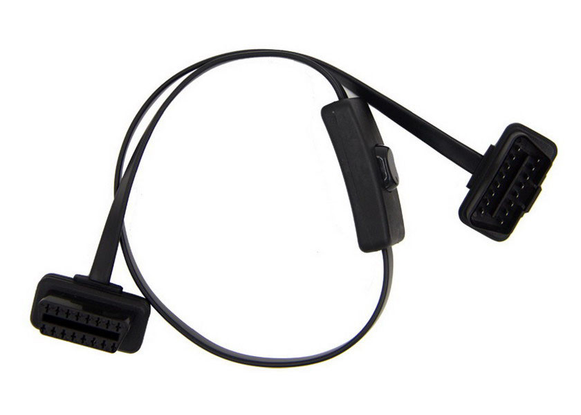China Flat Ribbon Obd2 Extension Cord With Switch , Obd Extension Lead wholesale
