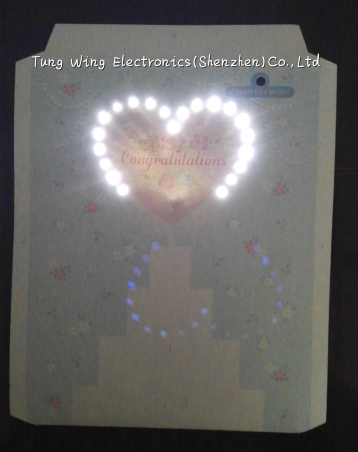 China Heart Shaped Fiber Optic Musical Greeting Card with Custom / stardard sound wholesale