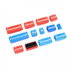 China 2.54mm Pitch Slide DIP Switch 1 2 3 4 5 6 8 9 10 Positions PCB Mount Double Row Red Blue Black wholesale