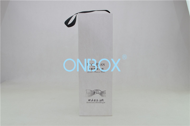 China White Luxury Wine Packaging Boxes Recyclable Carrying Handle Strip wholesale