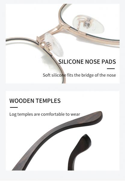PC Metal Wooden Leg Glasses Optical Eyeglasses Spectacle Frame